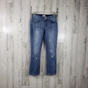 SO medium wash ripped distressed cropped capri jeans juniors size 1